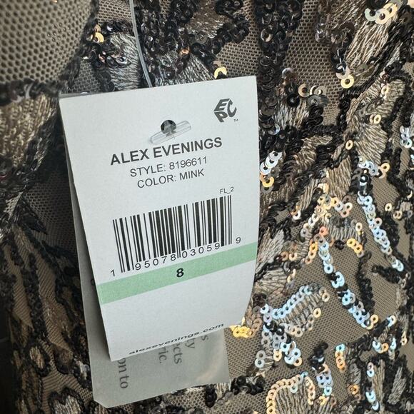 Alex Evenings V-Neck A-Line Sequin Dress with Cold Shoulder Flutter Sleeve - NWT - Picture 5 of 12